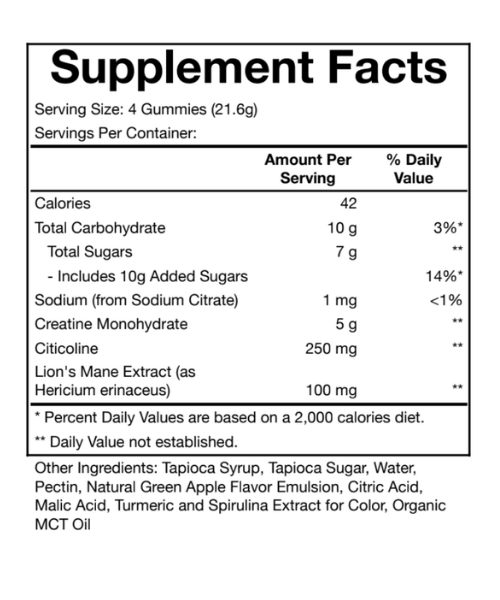 Sour Green Apple Supplement Facts